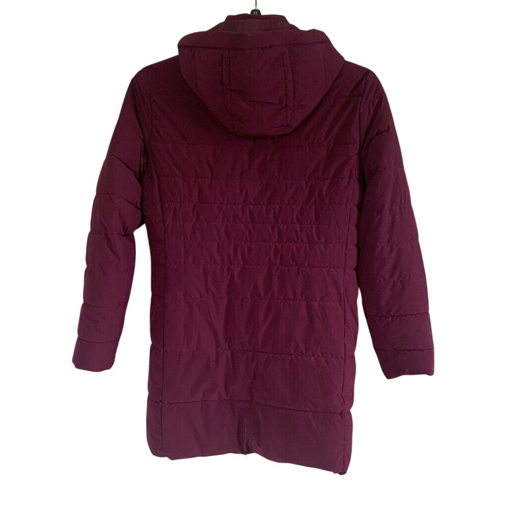 Swiss Tech Women’s Maroon Thigh Length Puffer Winter Coat Small 4-6 Zip Pockets - Picture 4 of 13